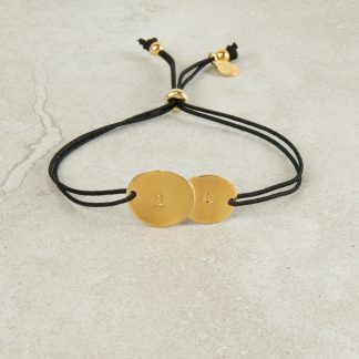 Two oval medal initial bracelet