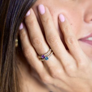 Anillo bolitas con Piedra de Nacimiento
